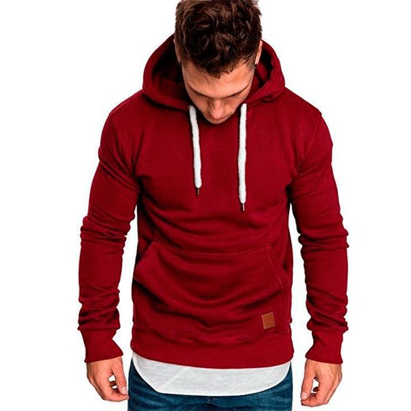 

spring leisure men's hoodies drawstring hoody sweatshirts fashion pullover hip hop streetwear solid running jackets 5xl 210819, White