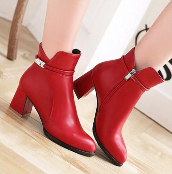 

boots chaussure femme ladies high heels ankle zapatos mujer fashion wedding girls woman shoes women pumps winter g61118, Black