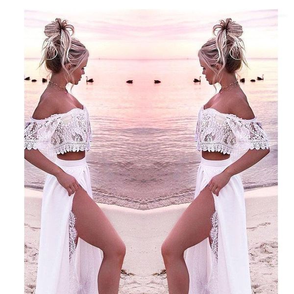 

white lace beach dress for women long two piece beachwear dresses 2021 summer sundresses plus size robe blanche dantel1, Black;gray