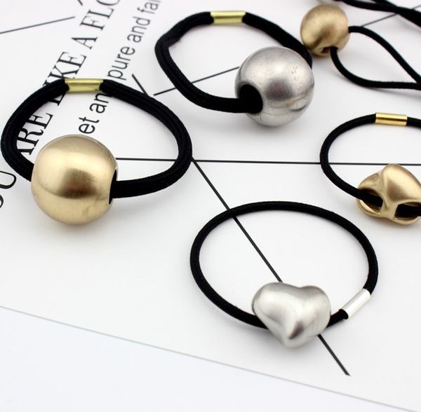 

european and american fashion pony tails holder accessories alloy love star high elastic basic hair ring, Golden;silver