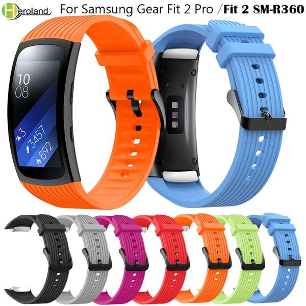 

watch bands l/s luxury silicone watchband for samsung fit 2 sm-r360 strap replacement soft wristband gear fit2 pro band bracelet, Black;brown