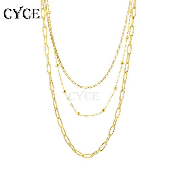 

chains cyce jewelry double-layer hip-hop titanium steel necklaces for women fashion stainless cuban link chain necklace wholesale, Silver