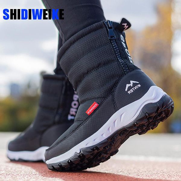 

boots women winter plush women's short woman snow zipper waterproof non-slip warm shoes, Black