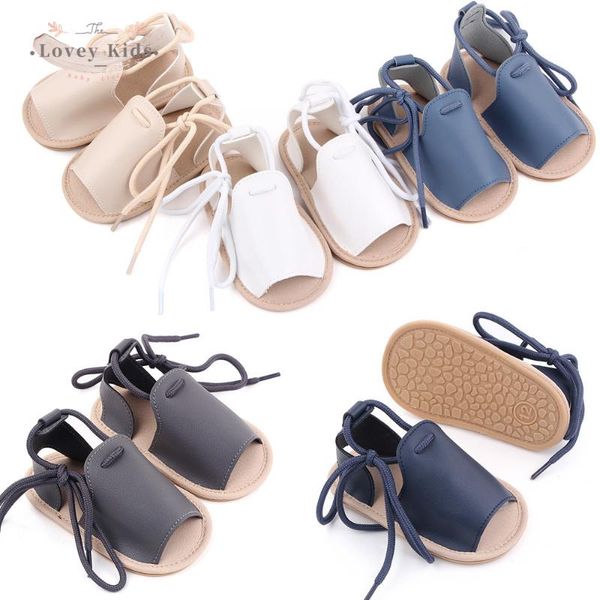 

sandals 2021 summer baby girl pu born infant fashion non-slip bandage lace up pram shoes anti-slip first walker, Black;red
