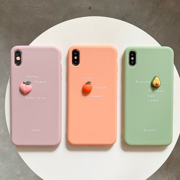 

3d cell phone cases silicone candy color avocado letter soft for iphone