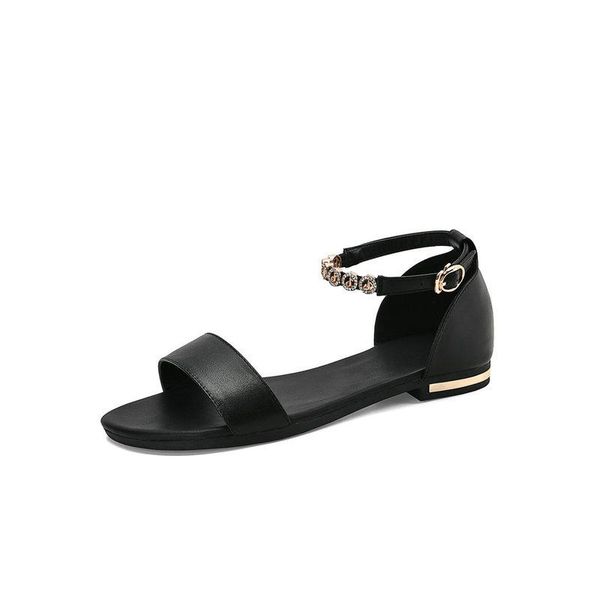 

cow suede flat sandals women summer ladies genuine leather sandal casual woman pink black buckle comfortable shoes