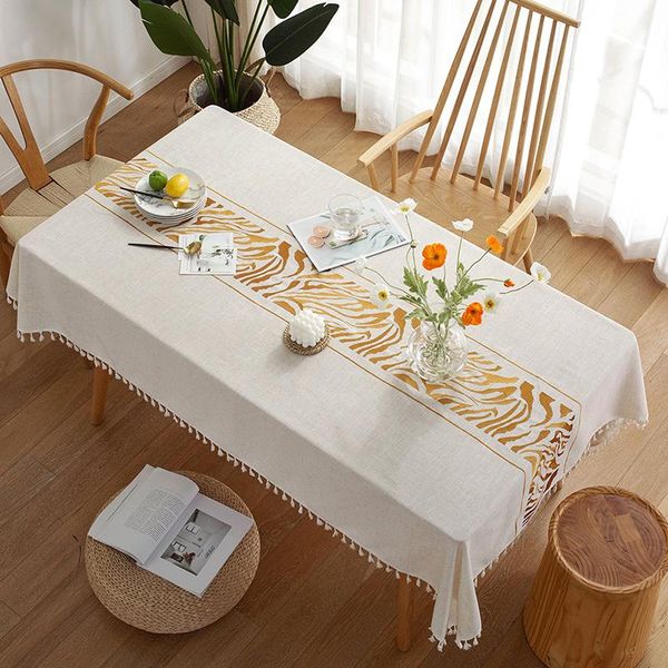 

table cloth 2021 simple waterproof dustproof tablecloth japanese style linen jacquard mat home textile kitchen ornament