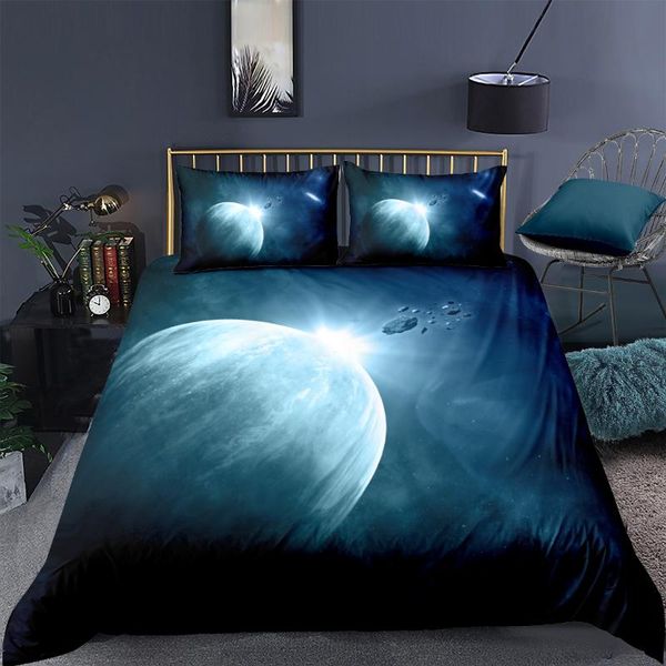 

bedding sets modern comforter cases 3d navy blue duvet cover pillow full double single twin king  size universe bedclothes