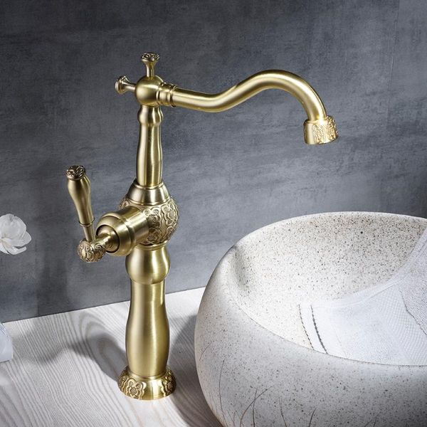

bathroom sink faucets basin antique brass mixer deck mounted single handle hole toilet and cold taps