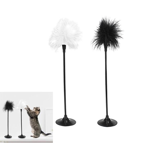

cat toys pet kitten feather suction cup bell teaser interactive wand chew play toy grind stick supplies