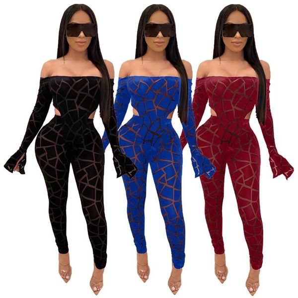 

two piece dress 2021 spring summer geometric print matching set women mesh flare sleeve bodysuit abd pant casual see through sweatsuit, White