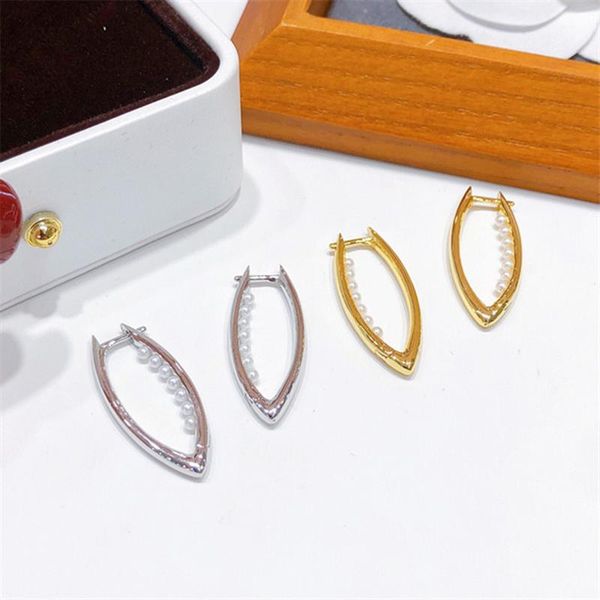 

hoop & huggie wtltc 3cm pearls big earrings for women fashion geometric hoops with charms ins stylish femme ear jewelry, Golden;silver