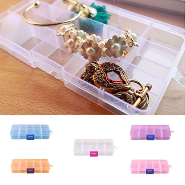 

grids adjustable jewelry beads pills nail art tips storage box casel*5 boxes & bins