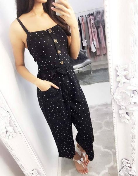 

women's jumpsuits & rompers 2021 selling jumpsuit ladies womens off shoulder polka dot wid leg for women, Black;white