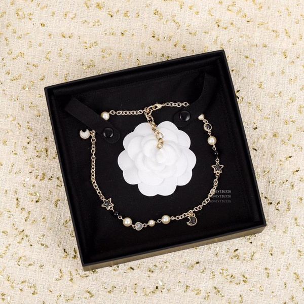 

chains japan korea star moon pearl black agate necklace bracelet set for women luxury jewelry trend designer, Silver