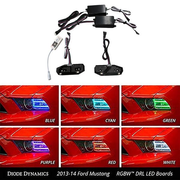 

car headlights for mustang 2013 2014 remote control rgbw multicolor led drl daytime running light board lighting kit styling