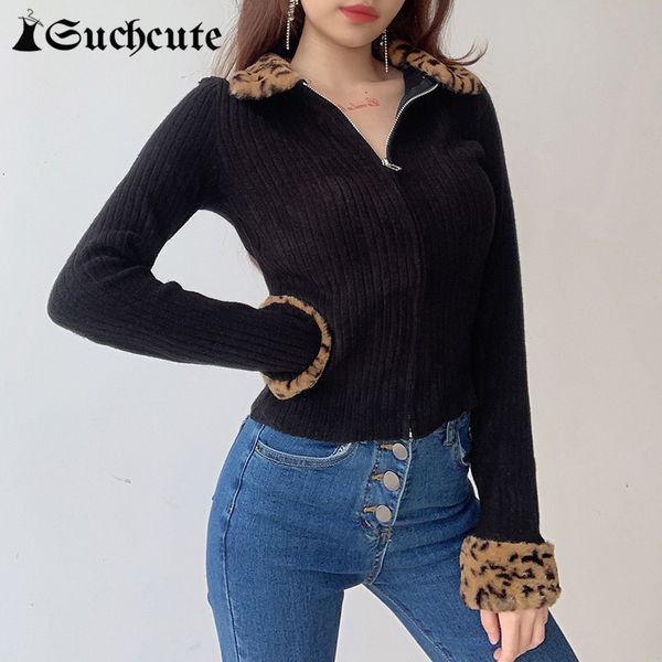 

women's t-shirt t-shirts with leopard print fur trim collar long sleeve female slim outfits modis shirt autumn streetwear qlzg, White