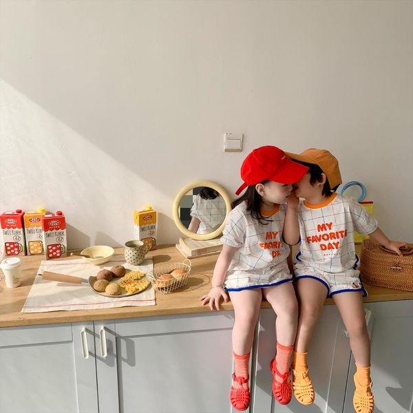 

kids summer outfits boys girls clothes sets 2pcs shirt solid shorts babys short sleeved outwear toddler girl, White