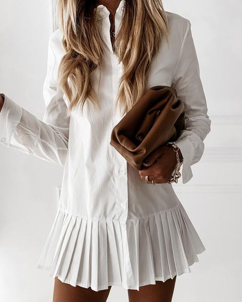 

casual dresses women turn-down collar button mini autumn fashion ruffle a-line long sleeve shirt vestidos a5t2, Black;gray