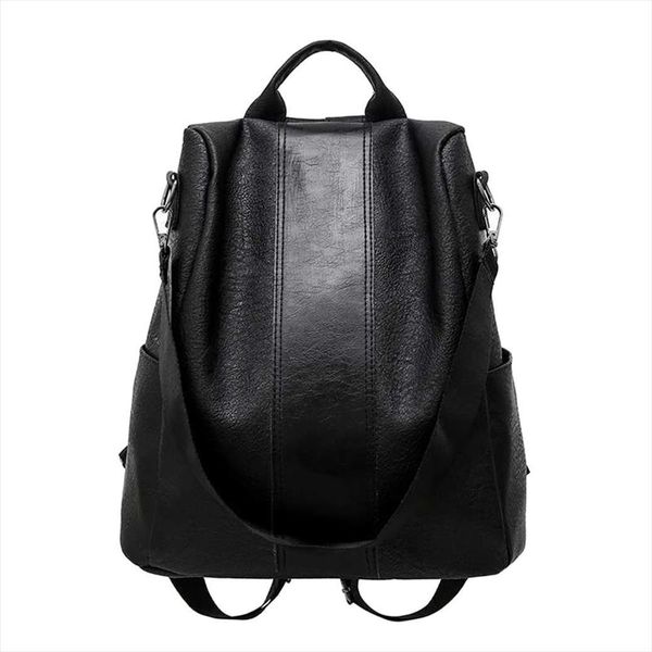 

woman anti theft backpack casual wild soft leather dual use small female travel bags solid color fashion shoulder