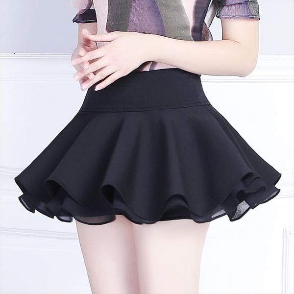 

high waist stretch chiffon miniskirt womens skirt summer style sweet and cute black white pleated student fluffy