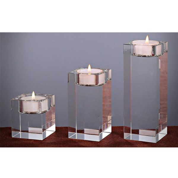 

crystal candlestick cube candle holder home ornament tealight romantic table decoration decorative objects & figurines