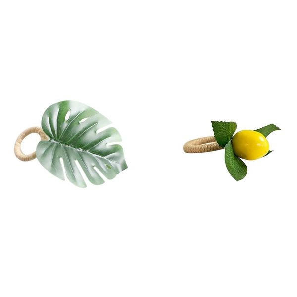 

napkin rings 6pcs green leaves napkin-holder & 8pcs simulation plant ring fruit meal buckle el model