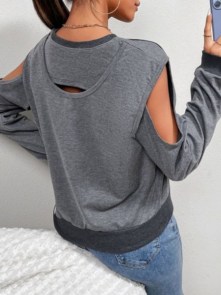 

cold shoulder cut out sweatshirt r3dk#, White;black