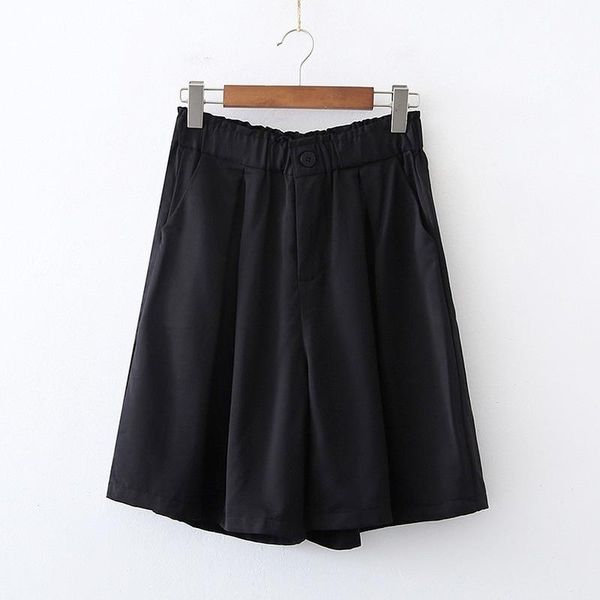 

women's shorts plus size -5xl high waist solid elastic wide leg, White;black