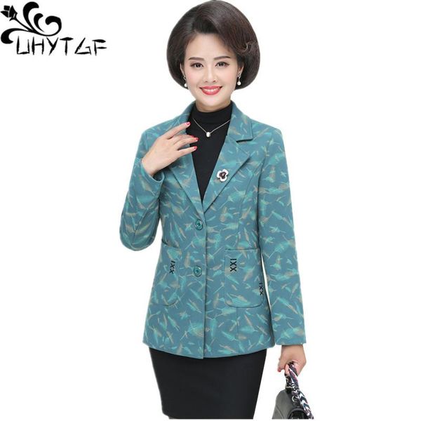 

women's jackets uhytgf spring autumn jacket single-breasted elegant mom loose 5xl plus size coat fashion print casual female 928, Black;brown