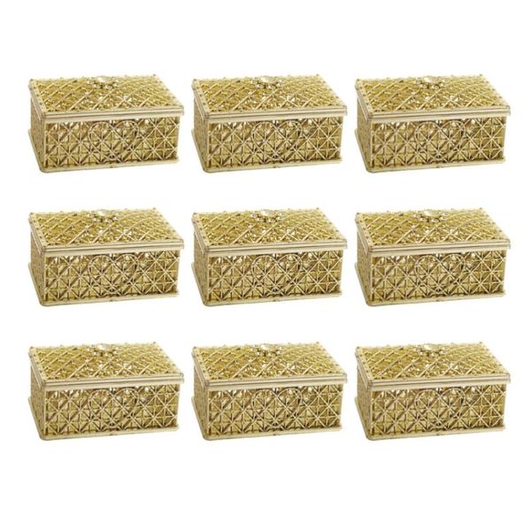 

gift wrap 12pcs hollow candy storage boxes square holder wedding container (golden)