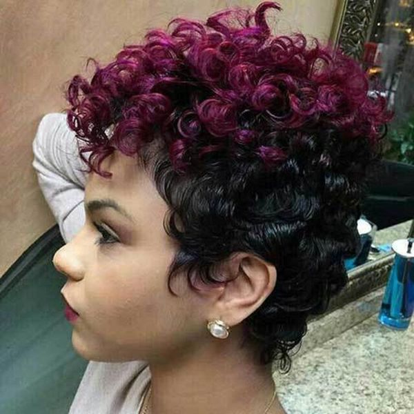 

synthetic wigs afro women ombre curly wig shourt kinky for black daily fake hair natural looking heat resistant fiber