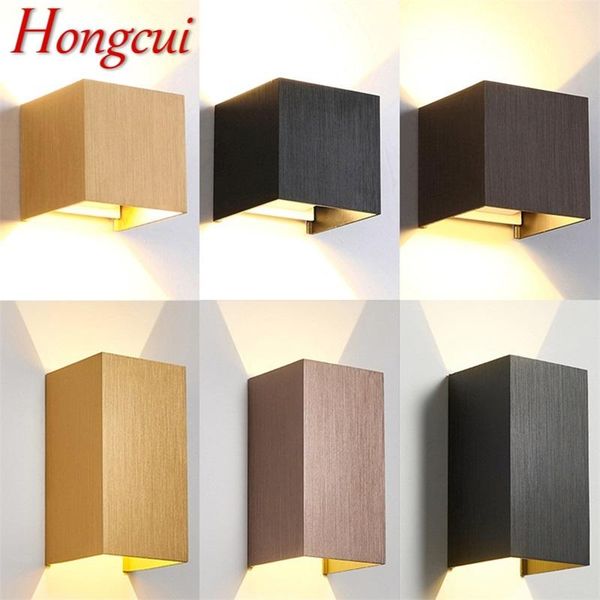 

hongcui outdoor wall light fixture aluminum led brushed square sconces waterproof creative decorative for bedroom living room lamps