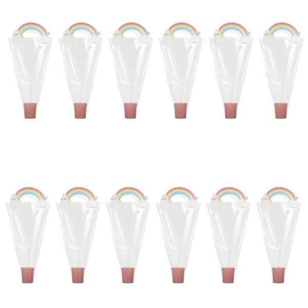 

gift wrap 12pcs rainbow design flowers storage bags bouquet rose packaging