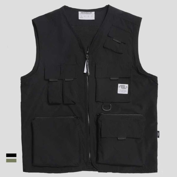 

fashion american and japanese military style tactical vest outdoor multi-pocket tooling sleeveless jacket men men's vests, Black;white