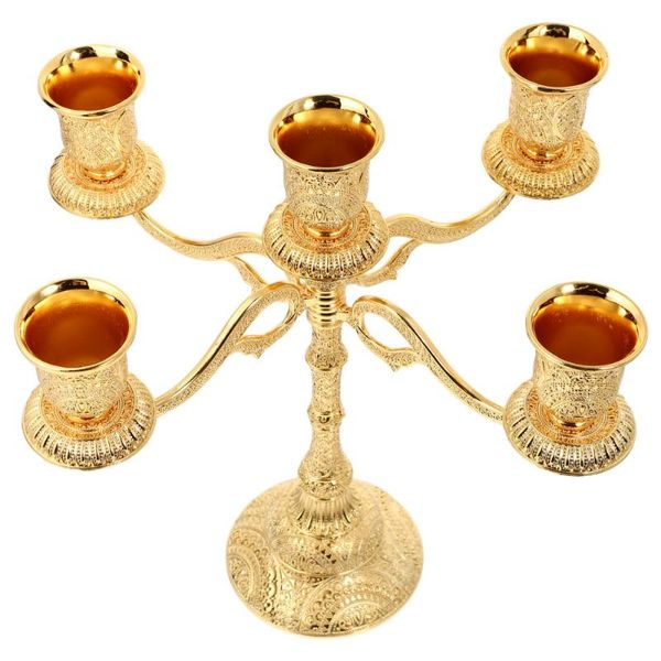 

candle holders 1pc household candlelight dinner adornment stylish metal candleholder (golden)