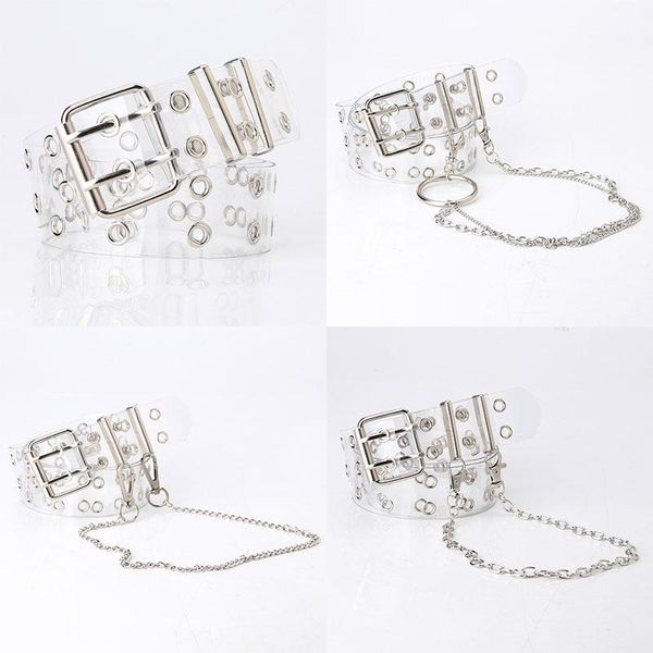 

belts transparent waistband porous design punk style chain pvc belt clothing accessories moderately soft leather 1pc, Black;brown