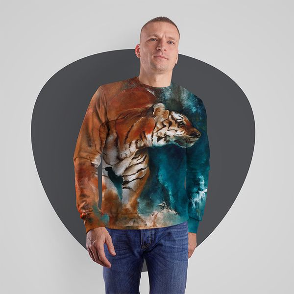 

tiger downhill design 3d printing hoodie visual impact party punk gothic round neck sweatshirt hoodie, Black