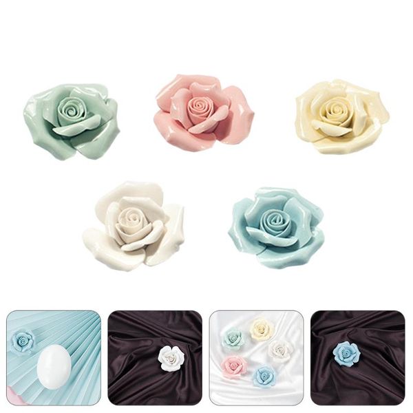 

vases 5pcs artificial rose adornment vivid ceramic flower decors useful po props