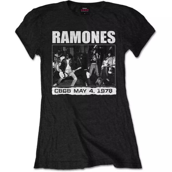 

ladies the ramones cbgbs 1978 punk rock officially women t-shirt womens, White;black