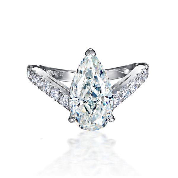 

hbp the same water drop diamond ring for women's 925 pure silver gold-plated 3.5 carat imitation wedding pear shaped high carbo, Blue;gray