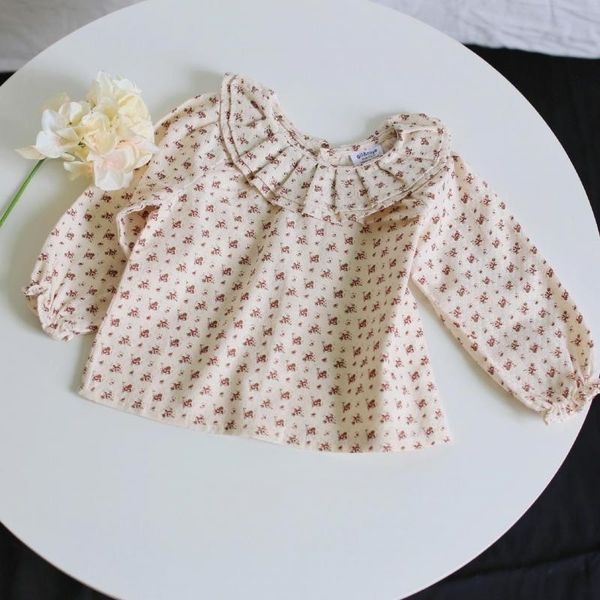 Kinder Baby Mädchen Langarm Blumen Druck Langarm Shirt Tops Kleidung Herbst Baumwolle Mädchen Floral Bluse Kleinkind Shirts 210331