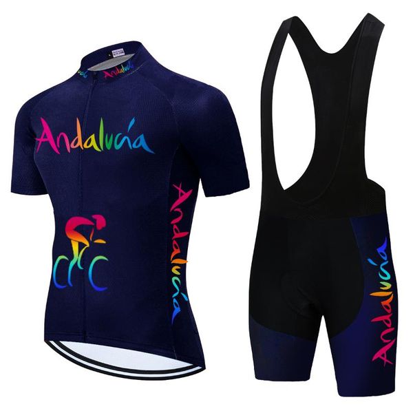 

racing sets men 2021 andalucia team cycling clothing set bike breathable bicycle sportswear short sleeve jersey suit, Black;blue