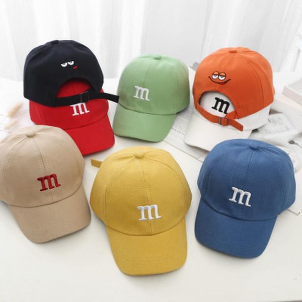 

children's kid baseball cap for girls boy hats children sun hat sunscreen baby hip hop m letter embroidered kids caps 1-6y &, Yellow