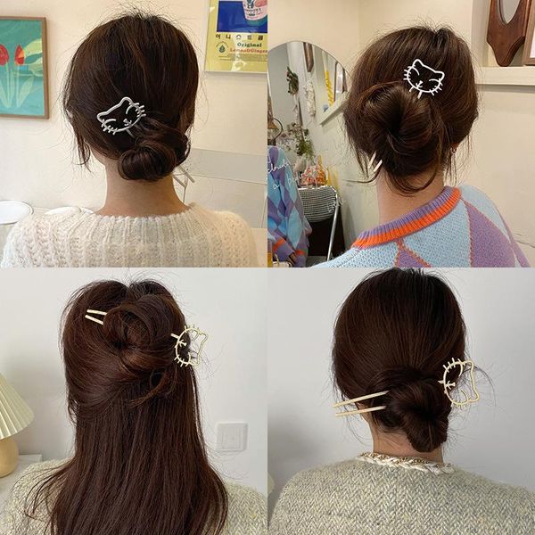

hair clips & barrettes hairpins, ladies metal cat style clips, fashion accessories, girls accessories, Golden;silver