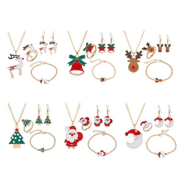 50% de desconto Presente de Natal série de Natal Papai Noel Elk Bell Natal-festivo festa decorações brincos colar pulseira multi-peça conjunto 120 pcs