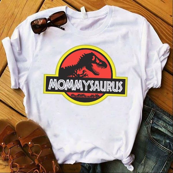 

mommysaurus dinosaur printed womens t shirt short sleeve tee clothes graphic, White