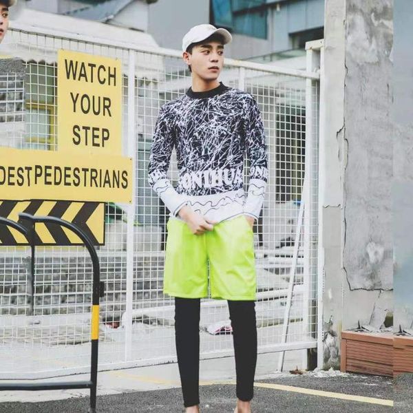 

one-piece suits three piece sport swimsuit long sleeve men's swimming trunks for shorts with pocket m-3xl