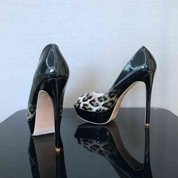 

dress shoes women's platform shoes in high heels, leopard toe peep for leather women pslc, Black