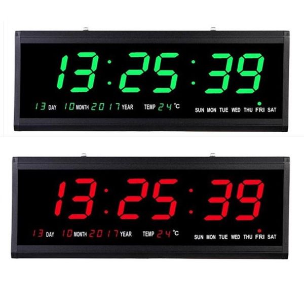 

wall clocks large electronic clock time date temperature table power-off memory led digital decor with eu/us/uk plug